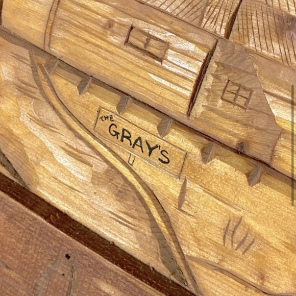 Vintage Hand Carved 3D Wood Homestead Art - Picture 5 of 10